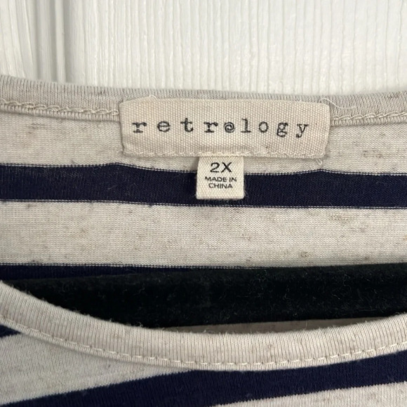 Retrology women’s top 2x. Beige with blue stripes. Preloved. - Picture 4 of 5